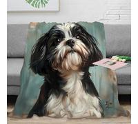 3D Imprimé Mignon chien portrait Couverture Microfibre Lavable en Machine Artistique animal painting Plaid Chaud Antistatique Toutes Saisons pour Propriétaires Familles Adultes 60x80inch(150x200cm)
