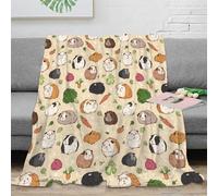 3D Imprimé Mignon guinea pigs Couverture de Lit Microfibre Toutes Saisons Dessin animé animal motif Plaid de Voyage Compact Lavable en Machine pour Voyageurs Campeurs Jeunes 40x50inch(100x130cm)