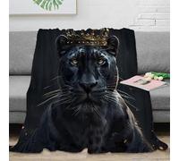 3D Imprimé noir panther king Couverture de Lit Microfibre Literie Douce fantastique royal artwork Jeté de Canapé Infroissable Antistatique pour Propriétaires Locataires Familles 70×80inch(180x200cm)