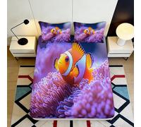 3D Imprimé Océan Poisson-Payaso Drap Housse, Microfibre, Couvre-lit