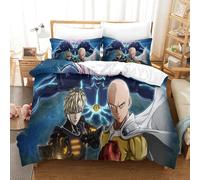 3D, Imprimé One Punch Man Ensemble De Literie avec Microfibre Super Douce Et Respirante Sets De Housses De Couettes 3 Pièces avec Taies d'oreiller King(220x240cm)
