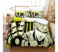 3D, Imprimé One Punch Man Parure De Lit Microfibre Super Douce Et Respirante Sets De Housses De Couettes 3 Pièces avec Taies d'oreiller King(220x240cm)