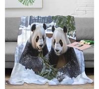 3D Imprimé Panda Duo Couverture Polaire Microfibre Literie Mignon Animal Pair Jeté de Lit Infroissable pour Jeunes Locataires Voyageurs 80×90inch(200x230cm)