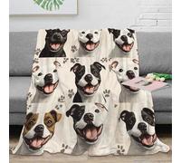 3D Imprimé Pitbull portraits Couverture de Lit Microfibre Toutes Saisons Dessin animé animal art Plaid de Voyage Compact Lavable en Machine pour Voyageurs Campeurs Jeunes 40x50inch(100x130cm)