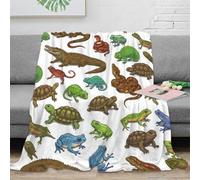 3D Imprimé reptiles colorfulillustration Couverture Moelleuse Microfibre Chaud amphibians cartoonstyle Couverture Antistatique Lavable en Machine pour Familles Couples Enfants 60x80inch(150x200cm)
