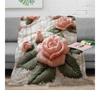 3D Imprimé Rose Embroidery Couverture Moelleuse Microfibre Literie Doux Floral Decor Couverture Lavable en Machine Toutes Saisons pour Adultes Jeunes Couples 60x80inch(150x200cm)