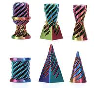 3D Imprimé Sculpture de navette de pyramide impossible, jouet anti-stress en forme de cône, jouet de décoration de bureau anti-anxiété de cylindre impossible Tour rotative en 3 parties - dégradé bleu 