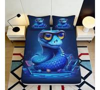 3D Imprimé Serpent Drap Housse, Microfibre, Couvre-lit, Antidérapant, Déco