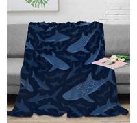 3D Imprimé Shark school Couverture de Lit Microfibre Toutes Saisons Marine oceanic illustration Plaid de Voyage Compact Lavable en Machine pour Voyageurs Campeurs Jeunes 80×90inch(200x230cm)