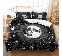 3D, Imprimé Starry Night Scene-Black and White Celestial Art Ensemble De Literie avec Microfibre Super Douce Et Respirante Housses De Couettes 3 Pièces Et Taie d'oreiller Super King（260x220cm）