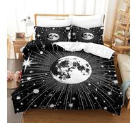 3D, Imprimé Starry Night Scene-Black and White Celestial Art Literie en Microfibre Super Douce Et Respirante Sets De Housses De Couettes 3 Pièces Et Taie d'oreiller Double（200x200cm）