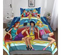 3D, Imprimé Totally Spies Parure De Lit Microfibre Super Douce Et Respirante Set De Housse De Couette 3 Pièces avec Taies d'oreiller Single(135x200cm)