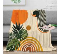 3D Imprimé Tropical Decor Couverture Polaire Microfibre Literie Modern Abstrait Art Jeté de Lit Cadeau Pâques pour Famille Enfants 70×80inch(180x200cm)