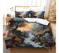 3D, Imprimé Waterfall Landscape-fantasy Mountain Scene Ensemble De Literie Avec Microfibre Super Douce Et Respirante Set De Housse De Couette 3 Pièces Avec Taies D'oreiller Double（200x200cm）