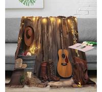 3D Imprimé Western Decor Couverture de Lit Microfibre Chaude Rustic Country Jeté de Canapé Doux pour Étudiants Colocataires Locataires 70×80inch(180x200cm)