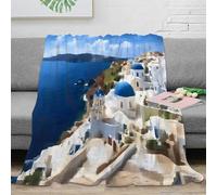 3D Imprimée Méditerranéenne Couverture Microfibre Décor Maison Plaid Canapé Chambre pour Adultes 40x50(100x130cm)