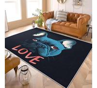 3D Imprimés Tapis Gros Plan Sur Un Chien Bouledogue FrançAis Poil Ras Doux Lavable en Machine Antidérapant Bleu Tapis Salon Chambre Coucher Salle à Manger D'intérieur Paillasso Moderne 120x180 cm