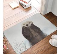 3D Kawaii Sea Otter Front Door Mat Anti-Slip Outdoor Waterproof Pet Animal Doormat Kitchen Balcony Entrance Rug Carpet-60x90cm
