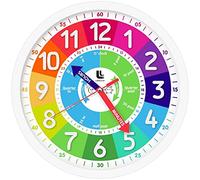 3D Kids Colorful Learning Wall Clock - Easy to Read - Telling Time Teaching Clock for Kids - Classroom Bedroom Wall Decor - Silent Analog Kids Clock for Homeschool, Playrooms, Nursery (12 inch)