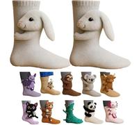 3D Knit Animal Socks, 2026 New Novelty Floor Sock for Christmas, Cute Novelty Animal Socks, Double Layer Hand Crochet Knit Sock, Designs for Men & Women (Buuny,Taille unique)