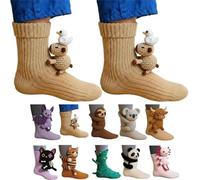 3D Knit Animal Socks, 2026 New Novelty Floor Sock for Christmas, Cute Novelty Animal Socks, Double Layer Hand Crochet Knit Sock, Designs for Men & Women (Capybara,Taille unique)