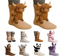 3D Knit Animal Socks -3D Animal Socks, Cute Hand Crocheted Layer Cotton Sock for Warmth, Fun Christmas Gifts for Women Men (B)