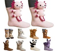 3D Knit Animal Socks -3D Animal Socks, Cute Hand Crocheted Layer Cotton Sock for Warmth, Fun Christmas Gifts for Women Men (G)