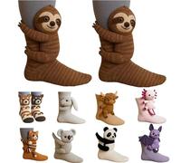 3D Knit Animal Socks -3D Animal Socks, Cute Hand Crocheted Layer Cotton Sock for Warmth, Fun Christmas Gifts for Women Men (C)