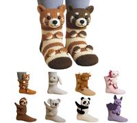 3D Knit Animal Socks -3D Animal Socks, Cute Hand Crocheted Layer Cotton Sock for Warmth, Fun Christmas Gifts for Women Men (I)