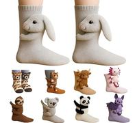 3D Knit Animal Socks -3D Animal Socks, Cute Hand Crocheted Layer Cotton Sock for Warmth, Fun Christmas Gifts for Women Men (H)