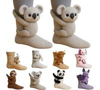 3D Knit Animal Socks, Animal Socks for Women, Hand Crocheted Soft Breathable, Double-layer cotton, Cozy Fall & Winter (A)