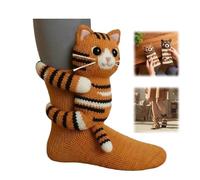 3D Knit Animal Socks,Cute Handmade Crocheted Animal Sock,Novelty Winter Warm Thick Floor Sock,Cozy Winter Home Socks (G)