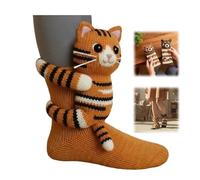 3D Knit Animal Socks,Cute Handmade Crocheted Animal Sock,Novelty Winter Warm Thick Floor Sock,Cozy Winter Home Socks (K)
