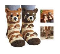 3D Knit Animal Socks,Cute Handmade Crocheted Animal Sock,Novelty Winter Warm Thick Floor Sock,Cozy Winter Home Socks (B)