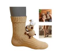 3D Knit Animal Socks,Cute Handmade Crocheted Animal Sock,Novelty Winter Warm Thick Floor Sock,Cozy Winter Home Socks (C)