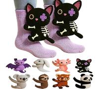 3D Knit Animal Socks, Cute Sloth Socks, Novelty Floor 3D Animal Sock for Christmas, Hand Crocheted Winter Warm Sock with Multiple Cute Animals Design, Xmas Gift for Unisex (#06)