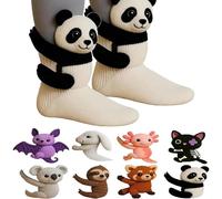 3D Knit Animal Socks, Cute Sloth Socks, Novelty Floor 3D Animal Sock for Christmas, Hand Crocheted Winter Warm Sock with Multiple Cute Animals Design, Xmas Gift for Unisex (#02)