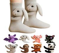 3D Knit Animal Socks, Cute Sloth Socks, Novelty Floor 3D Animal Sock for Christmas, Hand Crocheted Winter Warm Sock with Multiple Cute Animals Design, Xmas Gift for Unisex (#03)