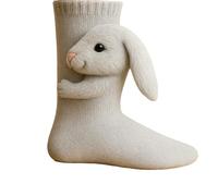 3D Knit Animal Socks for Women - Fuzzy Handmade Animal Hugging Socks with Double Layer Cotton, Warm & Cozy (H)