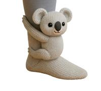 3D Knit Animal Socks for Women - Fuzzy Handmade Animal Hugging Socks with Double Layer Cotton, Warm & Cozy (G)