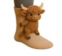 3D Knit Animal Socks for Women - Fuzzy Handmade Animal Hugging Socks with Double Layer Cotton, Warm & Cozy (F)