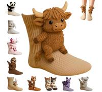 3D Knit Animal Socks for Women,Soft Funny Hand Crocheted Floor Socks,Double-Layer Cotton Cute Winter Warm Embrace Sock (B)