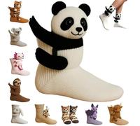 3D Knit Animal Socks for Women,Soft Funny Hand Crocheted Floor Socks,Double-Layer Cotton Cute Winter Warm Embrace Sock (G)