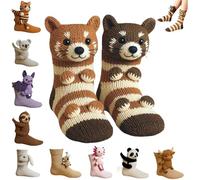 3D Knit Animal Socks for Women,Soft Funny Hand Crocheted Floor Socks,Double-Layer Cotton Cute Winter Warm Embrace Sock (J)