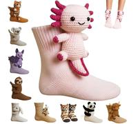 3D Knit Animal Socks for Women,Soft Funny Hand Crocheted Floor Socks,Double-Layer Cotton Cute Winter Warm Embrace Sock (I)