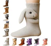 3D Knit Animal Socks,Funny Hug Handmade Crocheted Floor Socks,Cute Winter Warm Thick Double-Layer Soft Breathable Cotton Sock (A)