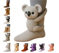 3D Knit Animal Socks,Funny Hug Handmade Crocheted Floor Socks,Cute Winter Warm Thick Double-Layer Soft Breathable Cotton Sock (L)