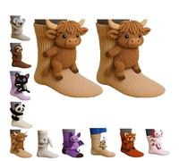 3D Knit Animal Socks, Funny Socks, Cute Novelty Floor Sock for Christmas, Winter Warm Crochet Animals Crew Breathable, Reative Fun Design, Multiple Styles, Unisex