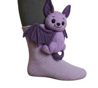 3D Knit Animal Socks, Handmade Cute 3D Animal Pattern Winter Socks, Double-Layer Cotton Warm Cozy Sock for Women Men (Bat)