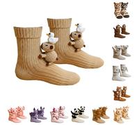 3D Knit Animal Socks, Handmade Cute 3D Animal Pattern Winter Socks, Double-Layer Cotton Warm Cozy Sock for Women Men